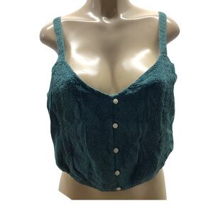 American Eagle Outfitters Size Large Teal Lace Tank Top. New Without Tags.
